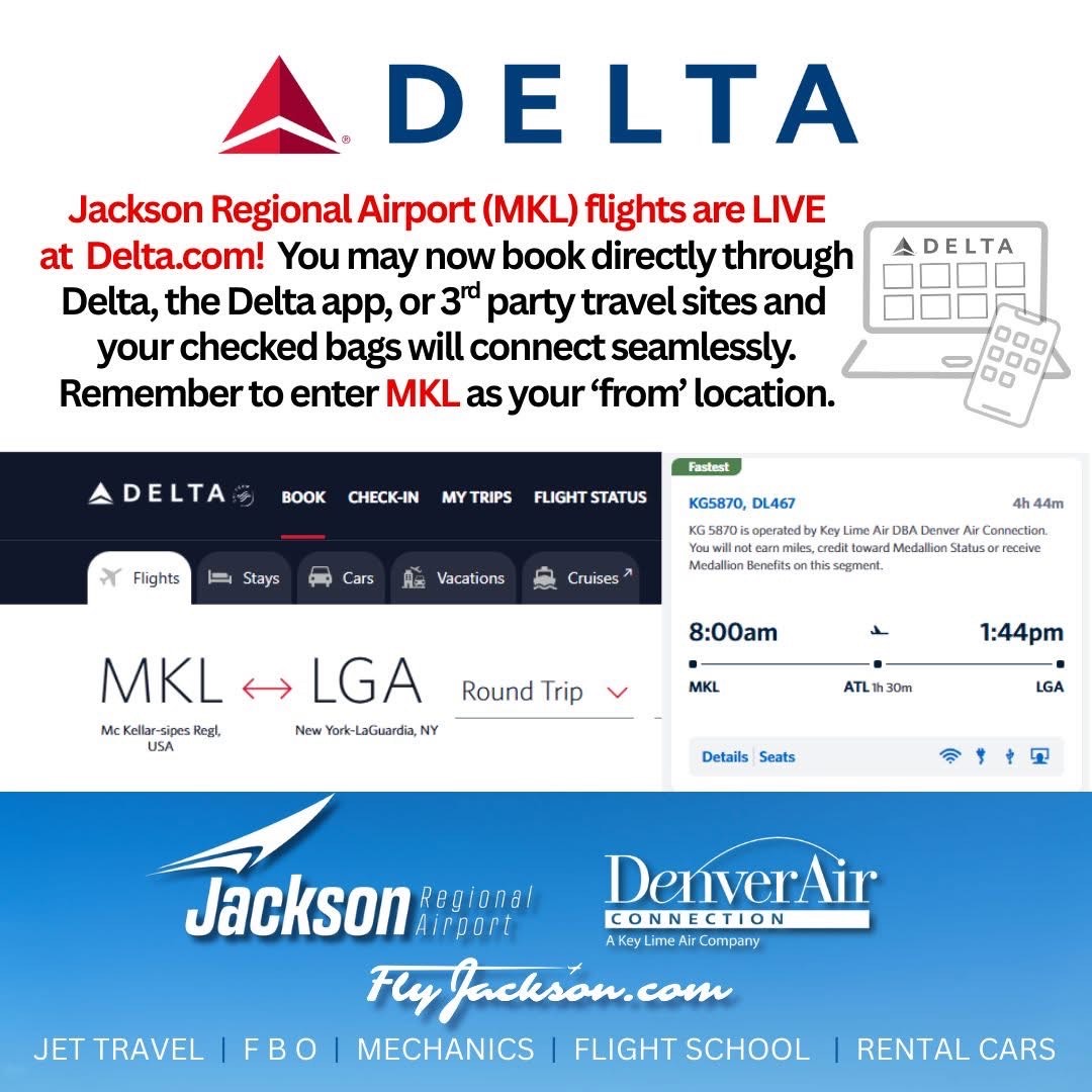 Jackson Regional Airport flights going live on Delta Airlines - Talk-N ...