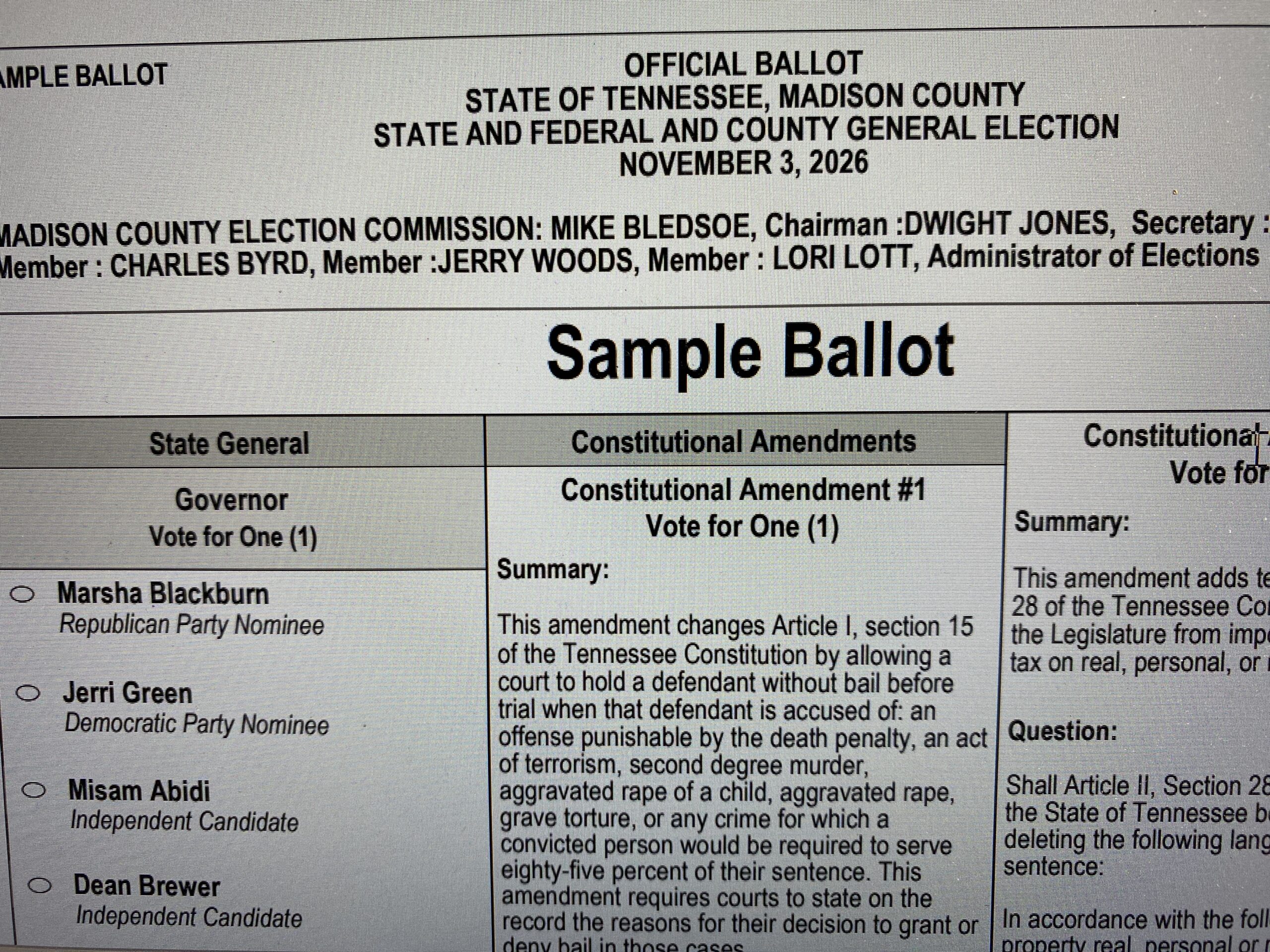 Sample Scheudle Board Jackson-Madison County Election - SAMPLE BALLOT - Talk-N West TN